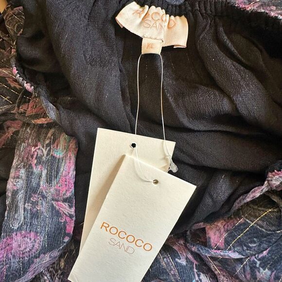 NWT Rococo Sand Purple & Black Metallic Paisley Tiered Maxi Dress Sz XL - Picture 11 of 12